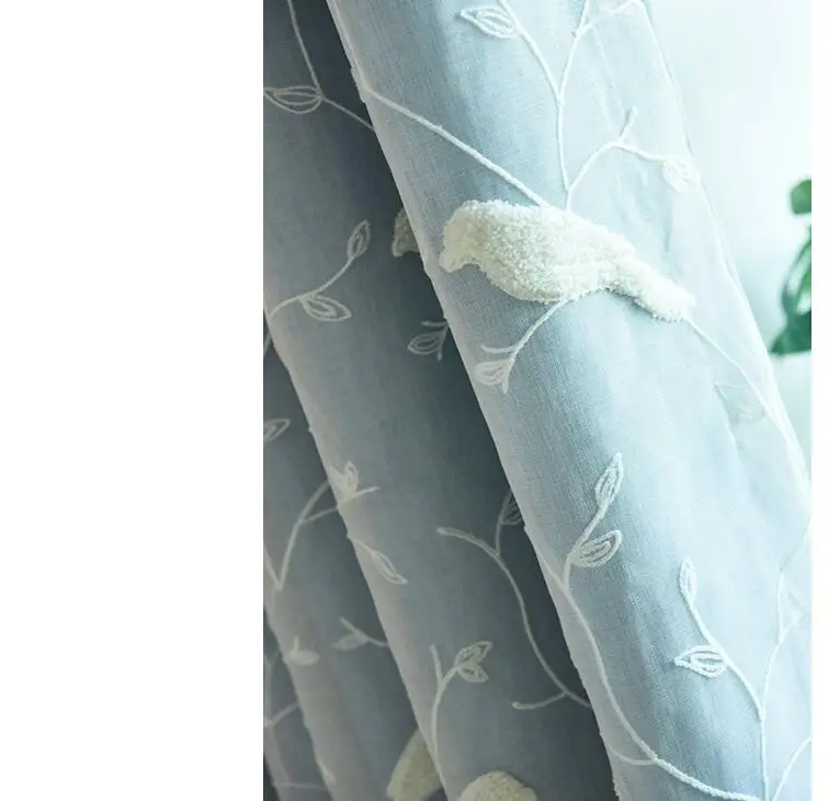 Американская вышитая птица Тюль+ ткань двойной Зодиак прозрачные Занавески для окна для гостиной спальни кухни оконная экранирующая панель