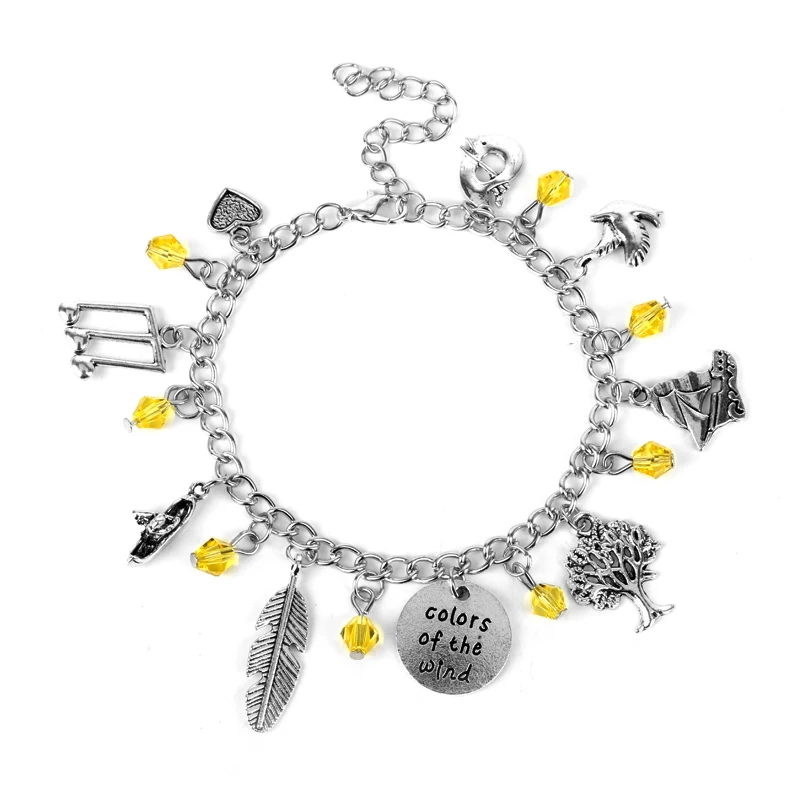 

New Design Pocahontas Inspired Bracelet Colors of the Winds Listen With Your Heart Leave Crystal for Women Girl Bracelet Bangles