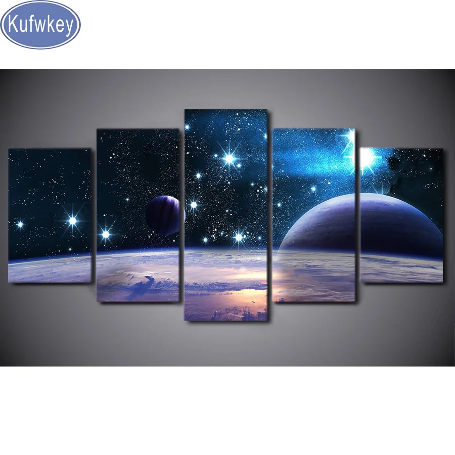 5 Pcs Space Earth Diamond Embroidery Complet 5d Diy Diamond Painting Cross Stitch Kits Mosaic Diamond Living Room Decor Diamond Painting Cross Stitch Aliexpress