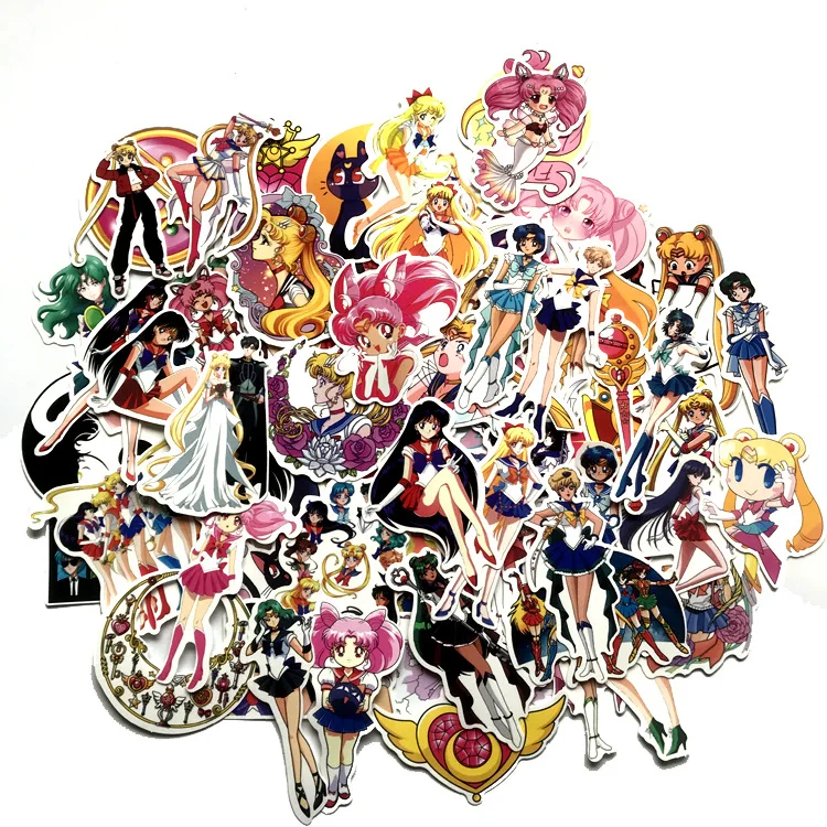 75 шт. наклейка на чемодан Sailor Moon милый мультяшный чехол колесиках с изображением