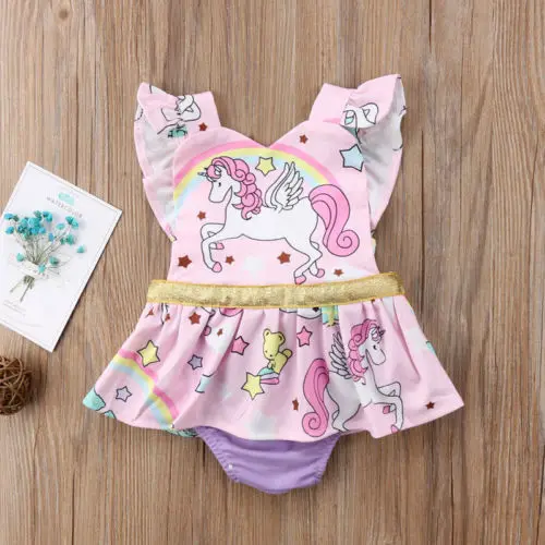 

Newborn Infant Baby Girls Unicorn Tutu Romper Fancy Dress Outfits Kids 3-18M Baby Bodysuits Dress