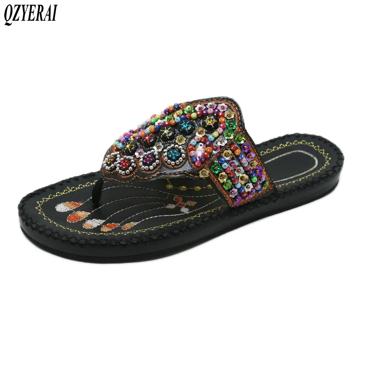

QZYERAI new fashion slippers fashion women's shoes jewelry decoration casual women's shoes slippers European and American style
