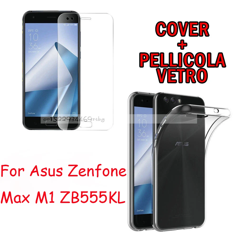 

Soft Case For Asus Zenfone Max M1 ZB555KL Screen Protector Glass Full Cover Film For ASUS ZenFone Max M1 ZB555KL ZB 555KL X00PD