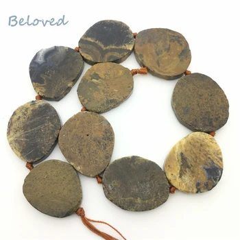 

Raw Oval Yellow Opal Slice Loose Beads, Brown Quartz Slab Gems Beads For Jewelry Making, BG18324
