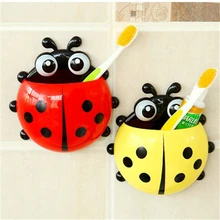 Божья коровка, крючки для зубных щеток, мультяшная присоска, держатель для зубных щеток, пластиковая Присоска на стену для ванной комнаты, аксессуары для ванной комнаты