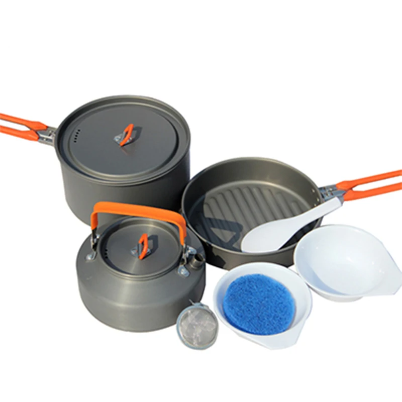 Set Kit De Casserole De Pique-Nique en Plein Air en Acier Inoxydable Assiette De Cuisine Et Bol Kit De Batterie De Cuisine De Camping-Camping Portable pour Randonn/ée MAGT 8pcs