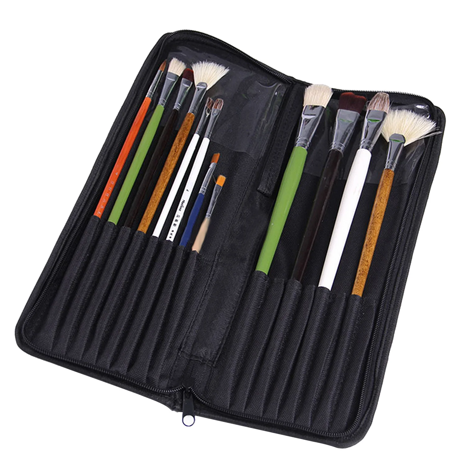 NC 16 Slot Oxford Cloth Art Paint Writing Brush Pen Knife Zipper