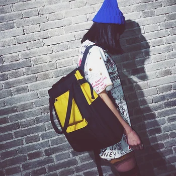 

Women KoreanStyle Harajuku Ulzzang Backpack High School Student Computer School Bag Personality Canvas Leisure Simple Backpack