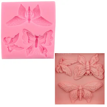 

3hold Animal Butterfly Silicone Fondant Soap 3D Cake Mold Cupcake Jelly Candy Chocolate Decoration Baking Tool Moulds FQ2415