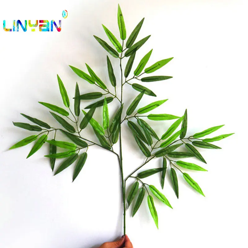 

12Pcs Artificial Bamboo Leaf Plants Plastic Tree Branches Decoration Small bamboo plastic 60 Leaves Photographic accessories t50