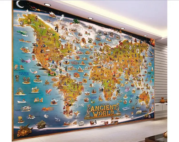 

3D photo wallpaper custom 3d wall murals wallpaper Stereo 3D animal world map background wall paper 3d children room decoration