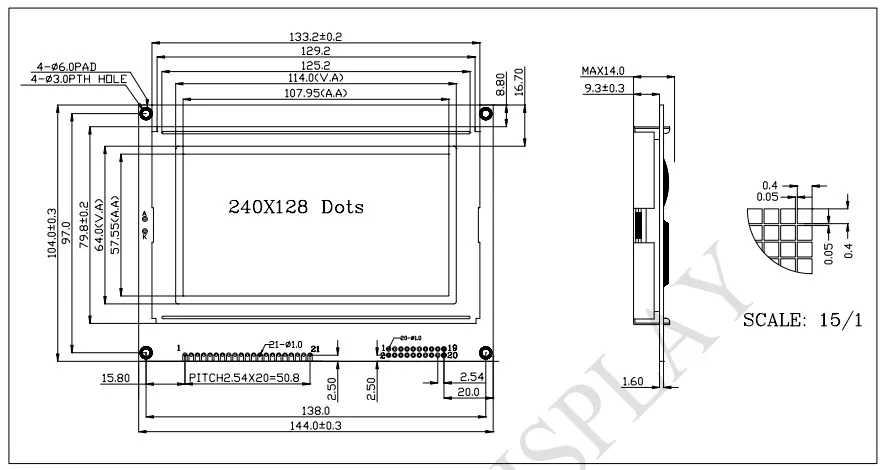 1 шт 5,0 V 240128 240*128 240X128 ЖК-дисплей LCM240128A-V3.0 UCI6963 RA6963 синий 144*104 мм 21pin или 20pin