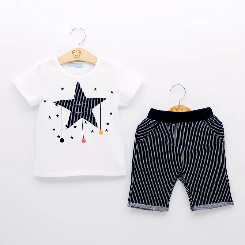 JOYINPARTY Kids Clothes New Boy Clothing Sets Cartoon Stars Design T-shirt+ Shorts 2PCS Boys Children | Детская одежда и обувь