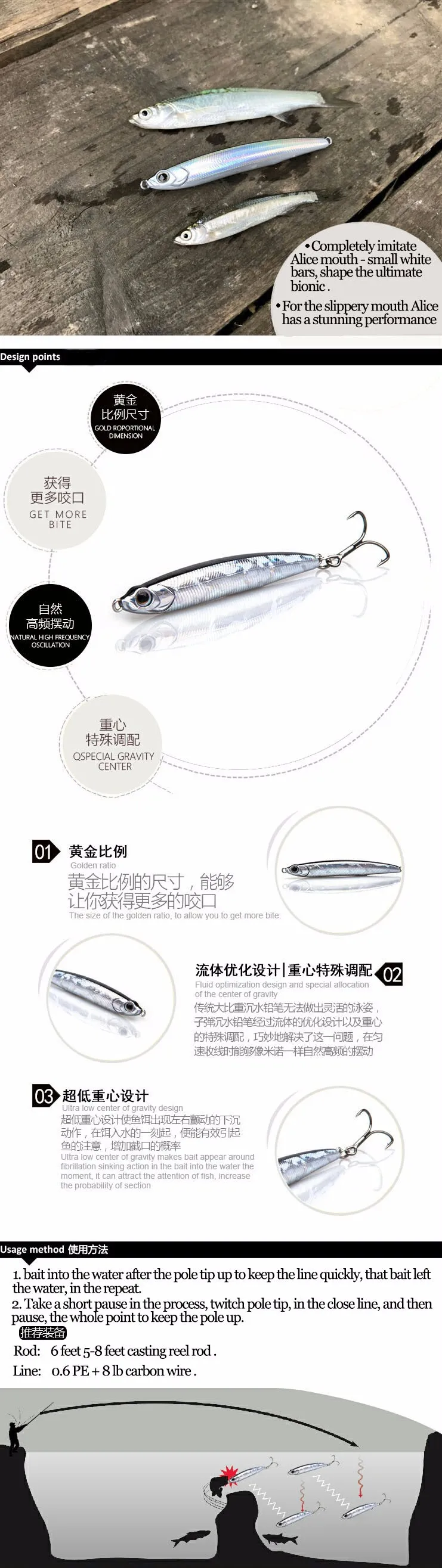 Fishing Lure Wobbler Pencil Plastic Artificial Hard lure Pencil 