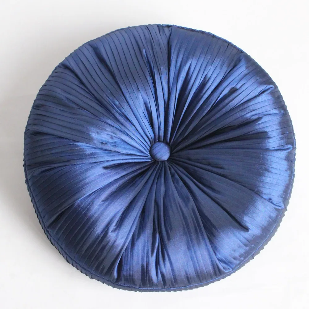 Free shipping! Round Cushion Faux Silk Cushion Blue Color Cushion with