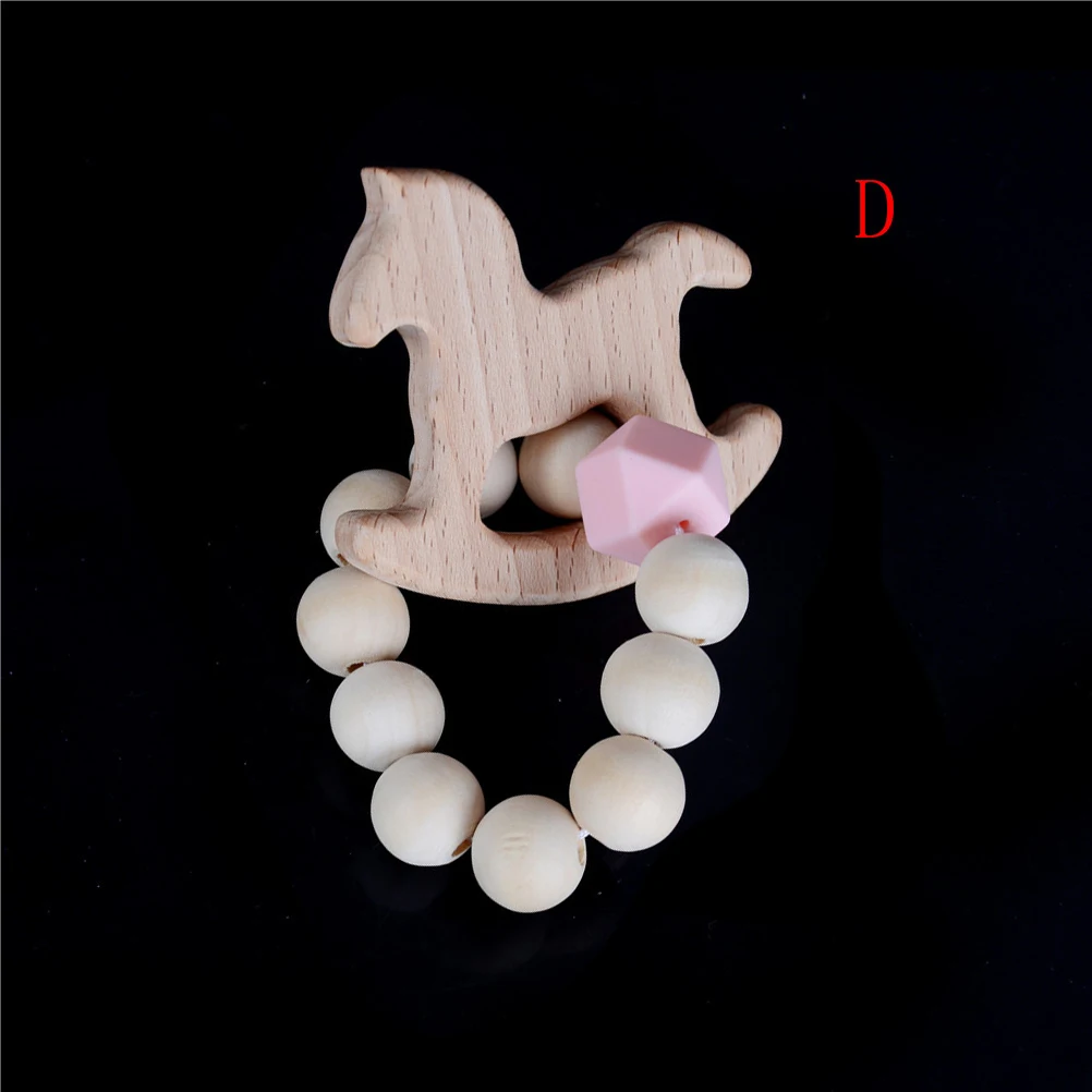 Деревянный Детский браслет ювелирные изделия в форме животных прорезывание зубов для ребенка органический деревянный силиконовый бисер