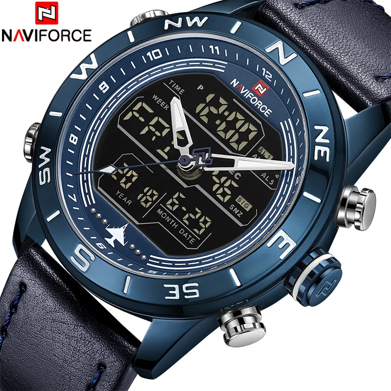 Мужские светодиодные аналоговые цифровые часы NAVIFORCE мужские военные