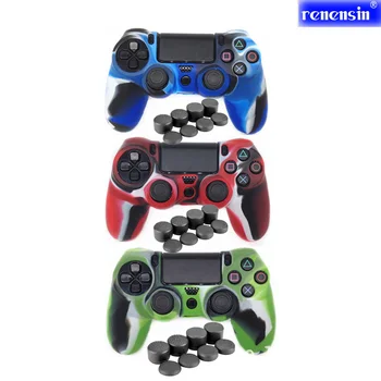 

Renensin 9 In 1 New Case For Sony Dualshock 4 PS4 Pro Slim Controller Anti-slip Silicone Rubber Cover Skin Case + Thumbstic Caps