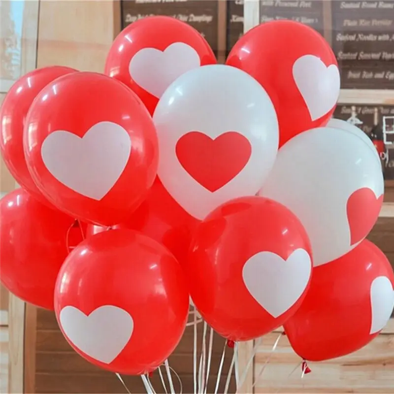 

12Pcs Heart Printed Latex Helium Ball Ballon Wedding Party Birthday Heart Pattern Mixed Color Balloon