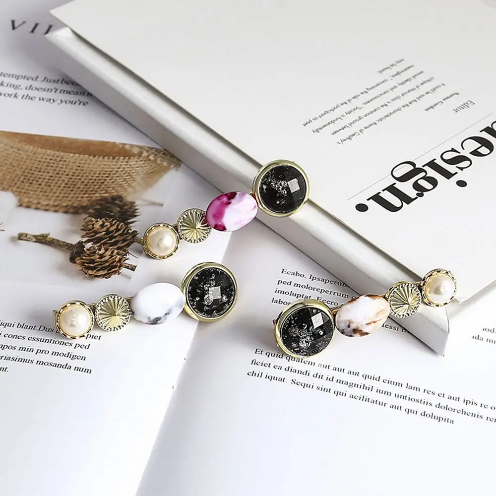 

South Korea acetic acid leopard pearl hairpin retro bangs clip side hair clip headwear female Hair Accessories 2019 NEW