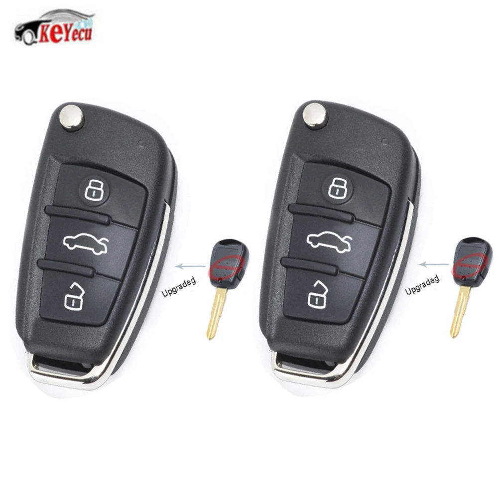 

KEYECU 2 Pcs/lot Upgraded Filp Folding Remote Car Key Fob 433MHz ID46 for Hyundai Getz Accent P/N: 81996-1C300/81996-1C630