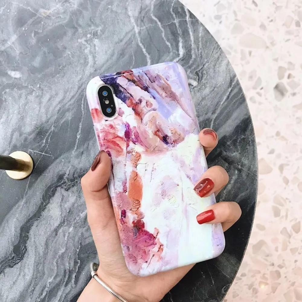 Axbety For iPhone XS MAX/XR fashion Retro Pink Marble Phone cover for