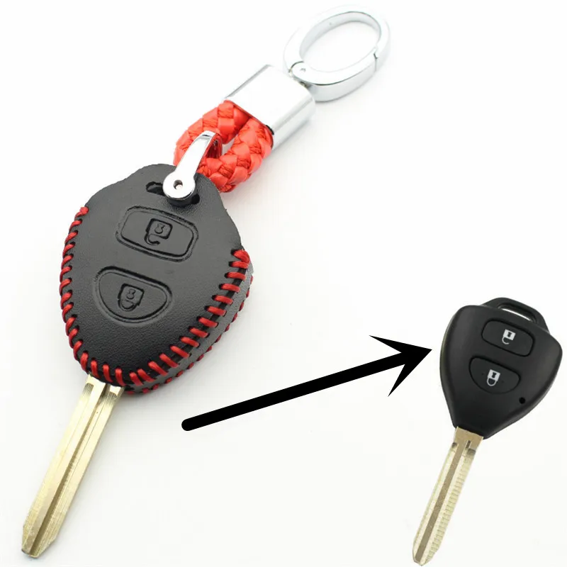 

XIEAILI Genuine Leather 2Button Transponder Remote Key Case Cover For Toyota Avensis/Avalon/Hilux/Rav4/Corolla/Tarago/Yaris M185