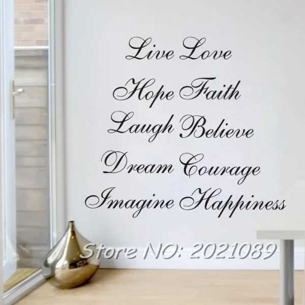 Meihuid Ten Positive Words Quote Word Decal Vinyl Home Room Decor Art
