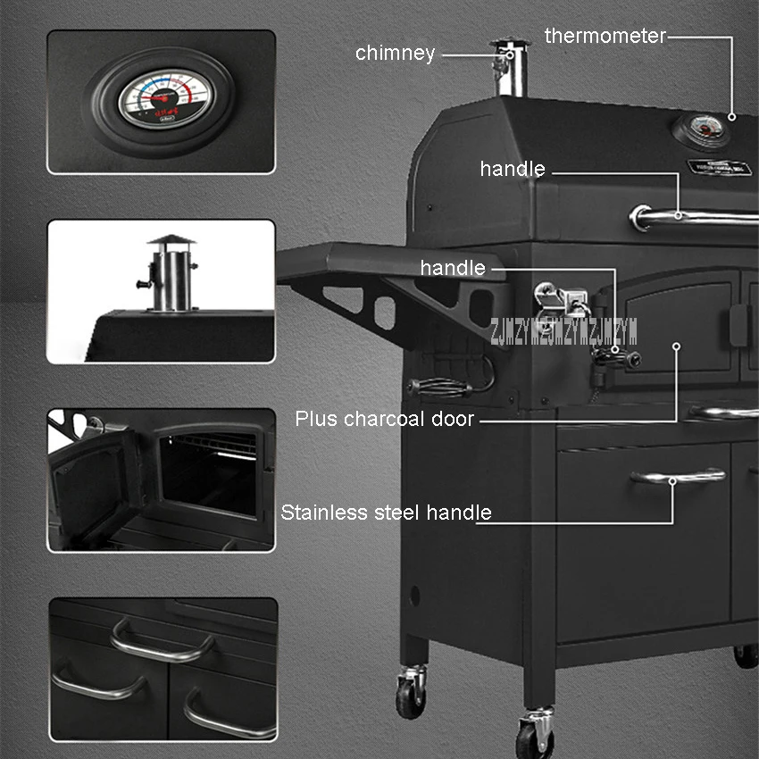 Новое поступление, открытый большой гриль, CF-E116005, для дома, мобильная кухня, вилла, уголь, гриль, толще, барбекю, ямы для 10-20 человек