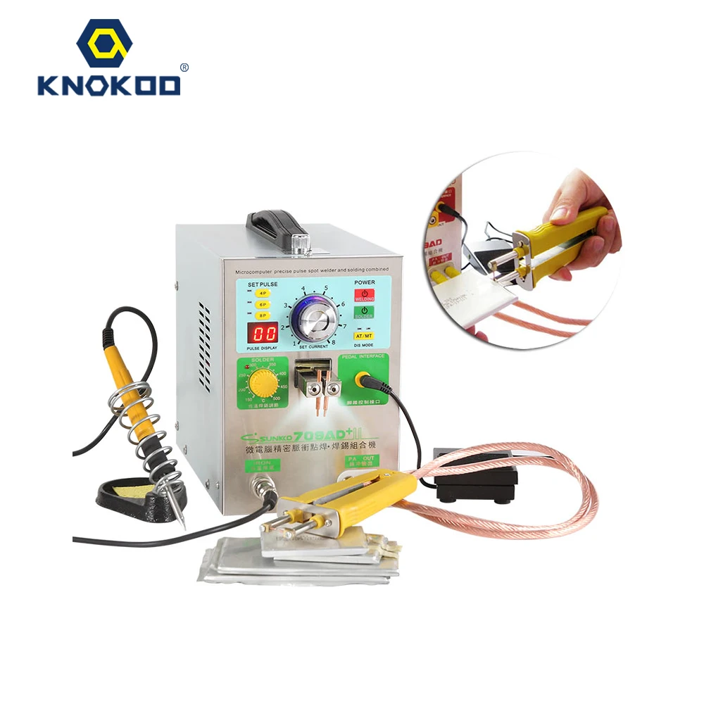 

SUNKKO 4 IN 1 Double Battery Spot Welding Machine 709AD with HB-71B Battery spot welding pen