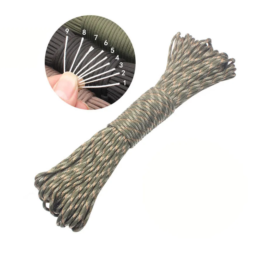 Goede GEGEDA 9 Strand paracord 100FT 31 m Mil Spec Type III 550 Paracord Parachute Cord camping survival