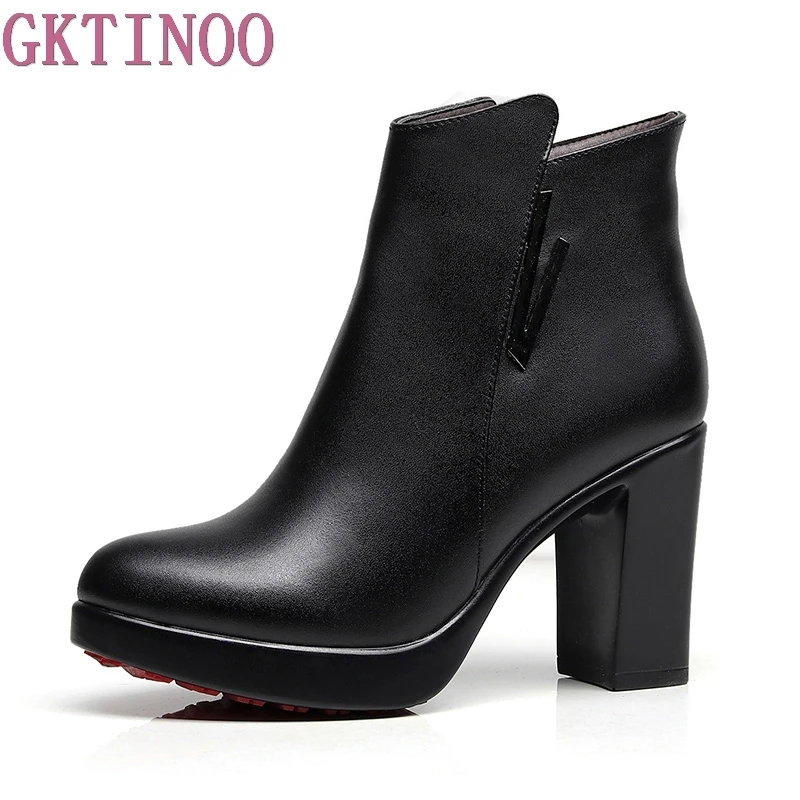 stylish leather high heel women boots