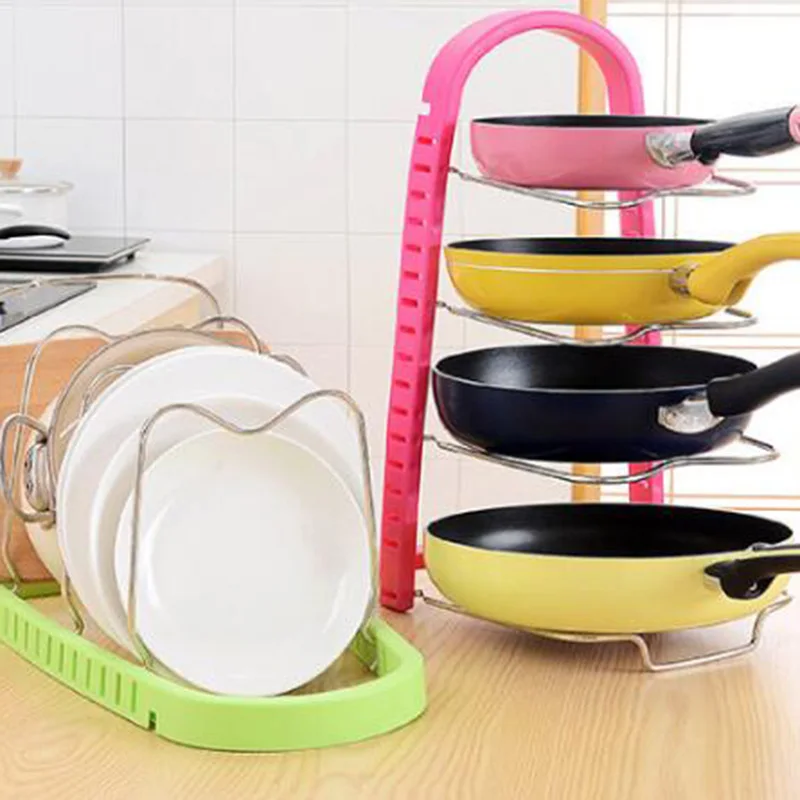 

New Multi-functional Multilayer Pot Pan Cover Stand Holder Adjustable Rack Shelves Kitchen Storage Tool23