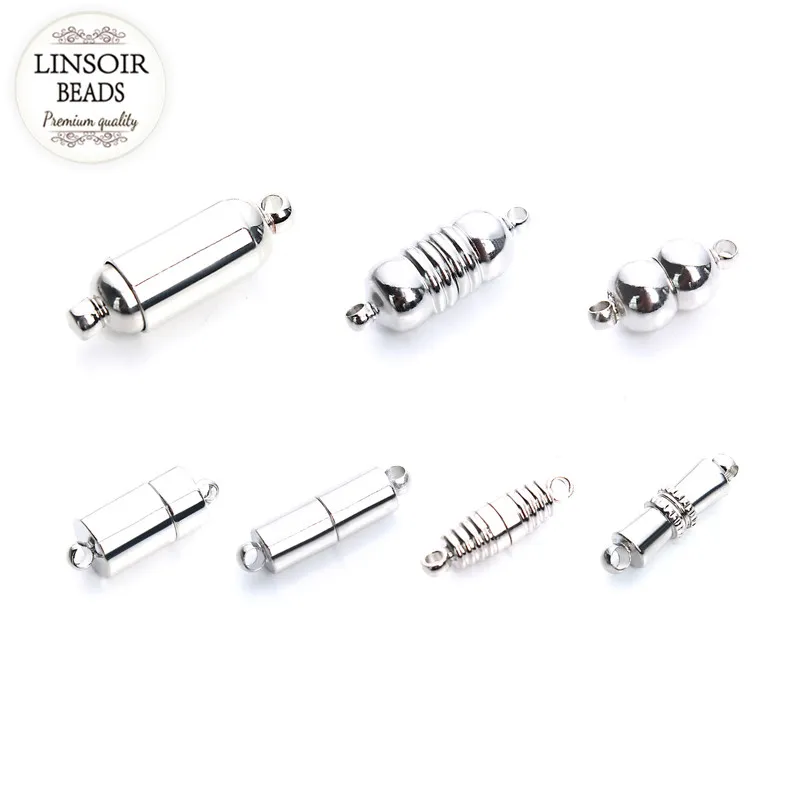 

10pcs/lot 7Design Rhodium Color Metal Strong Magnetic Clasps For Leather Bracelets Necklace Connectors Diy Jewelry Making F3488