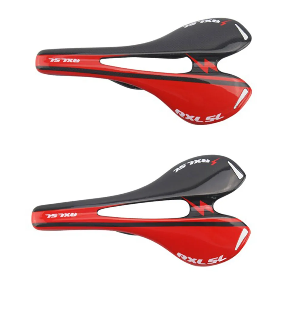 RXL SL Ultralight Carbon Fibre Saddle Bike Seat Saddle Carbon Bicycle Saddle Road/ MTB Bike Cycling Seat Cushion Bike Part RED