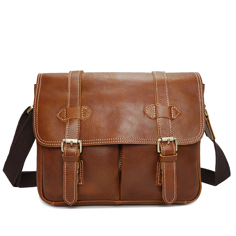 New Genuine Leather Real Cowhide Oil Wax Shoulder Crossbody Messenger