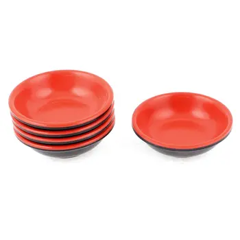 

Household Plastic Round Sauce Soy Dipping Dish Bowl Red Black 7cm Dia 5 Pcs
