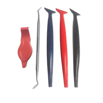 

5 PCS Car Foil Finishing Tool Scraper Film Door Trimming Trimmer Board Micro Rubber Brush