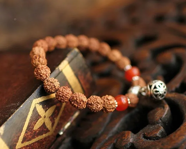 Faceted Red Carnelian & Lava Rock Healing Bracelet with Tibetan Silver -  GEM+SILVER