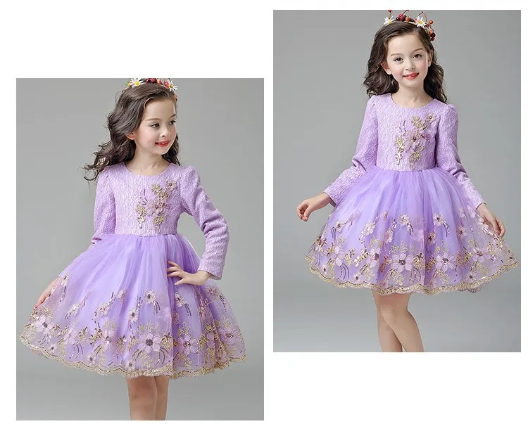 Платье для девочек в стиле ретро сезон осень-зима цвет красный фиолетовый платье с цветочным рисунком золотистое шелковое платье для