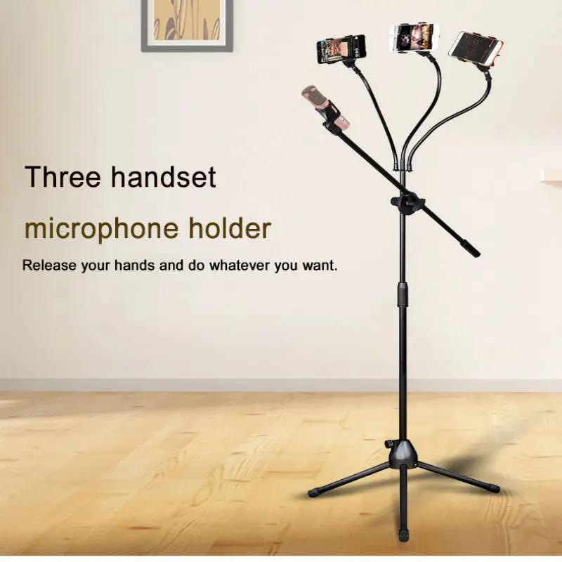 

JIY Adjustable Floor-standing Tripod Microphone Stand Foldable Holder Desktop Clip Shock Mount Mic Stand For Recording studio Q7
