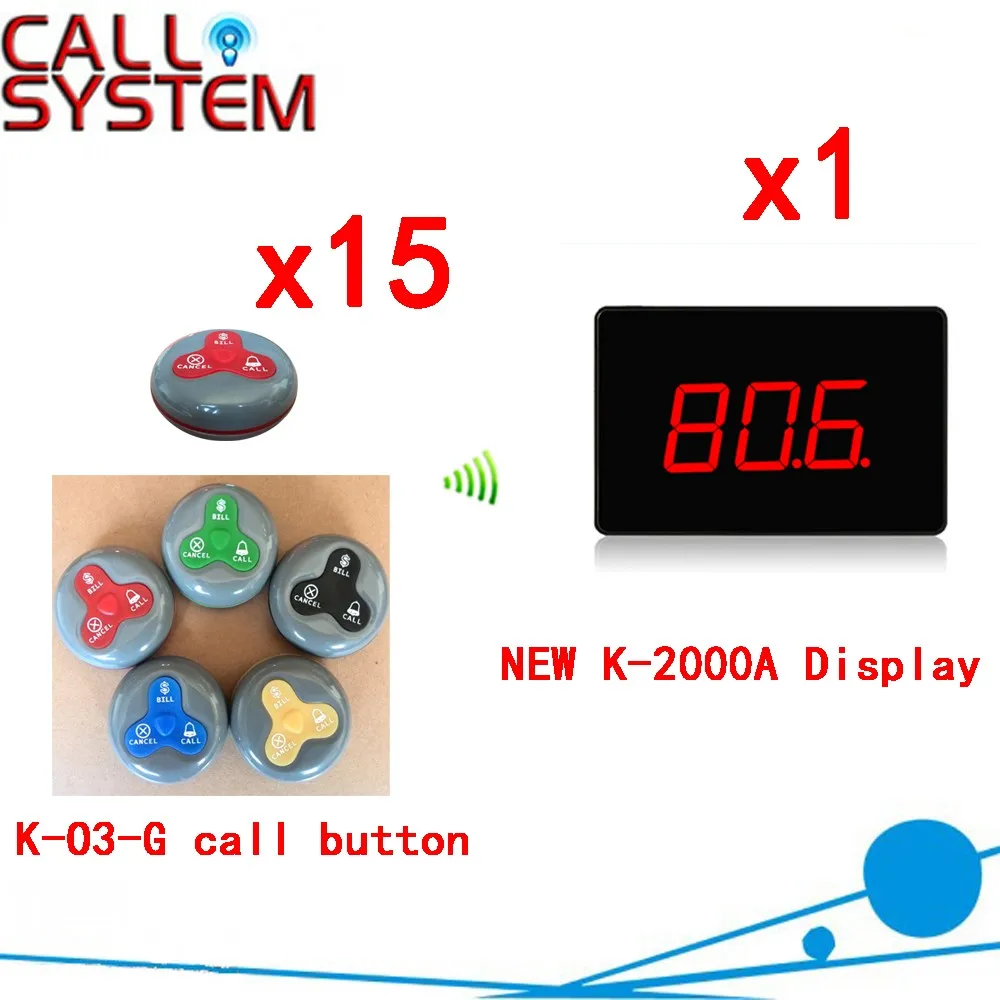 K-2000A+K-O3-G 1+15 Restaurant Customer Table Calling System
