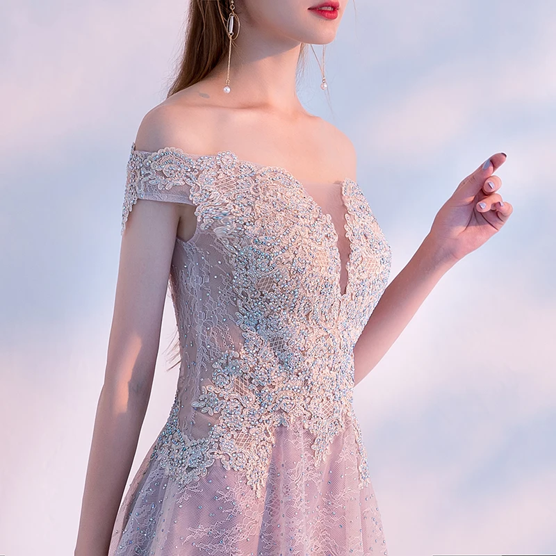 Elegant Evening Dress Long 2019 Lace Evening Gowns Off The Shoulder Prom Party Dresses Vintage Robe De Soiree Elegant Evening Dress Long 2019 Lace Evening Gowns Off The Shoulder Prom Party Dresses Vintage Robe De Soiree