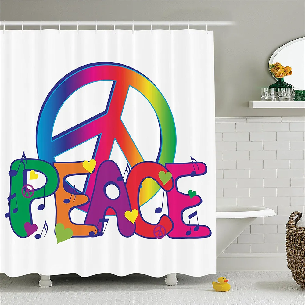 Bath Peace Symbol Made By Love Hearts Hippie Theme Illustration