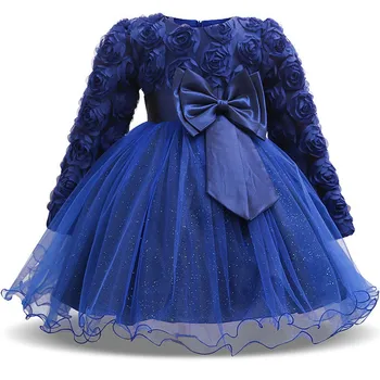 

2018 New Kid Girls Wedding Party Dress Clothing Flower Bow Pattern Baby Girl Evening Dress Sleeveless Ruched Vestido 6M-24M Age