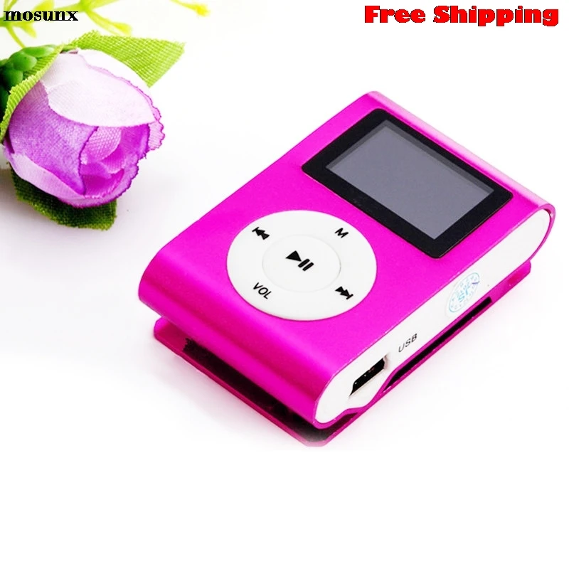 

mosunx Metal Clip Digital MP3 Player LCD Screen for 2/4/8/16GB TF Card PinK Purple Fashion Mp3 Digital Music Player
