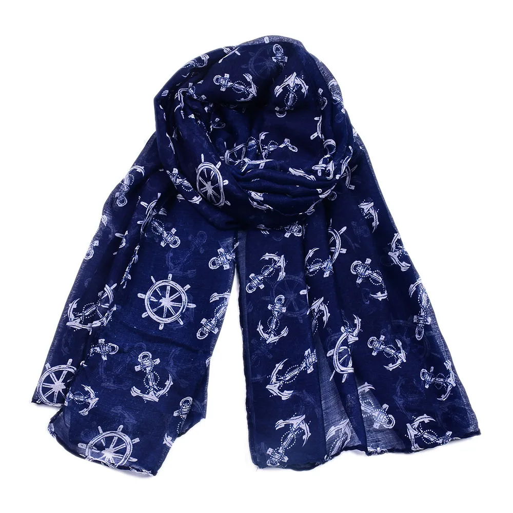 

2019 Fashion Anchor Print Scarves Shawls Long Rudder Pattern Muslim Muffler Wrap Hijab 6 Color 10pcs/LOT Free Shipping