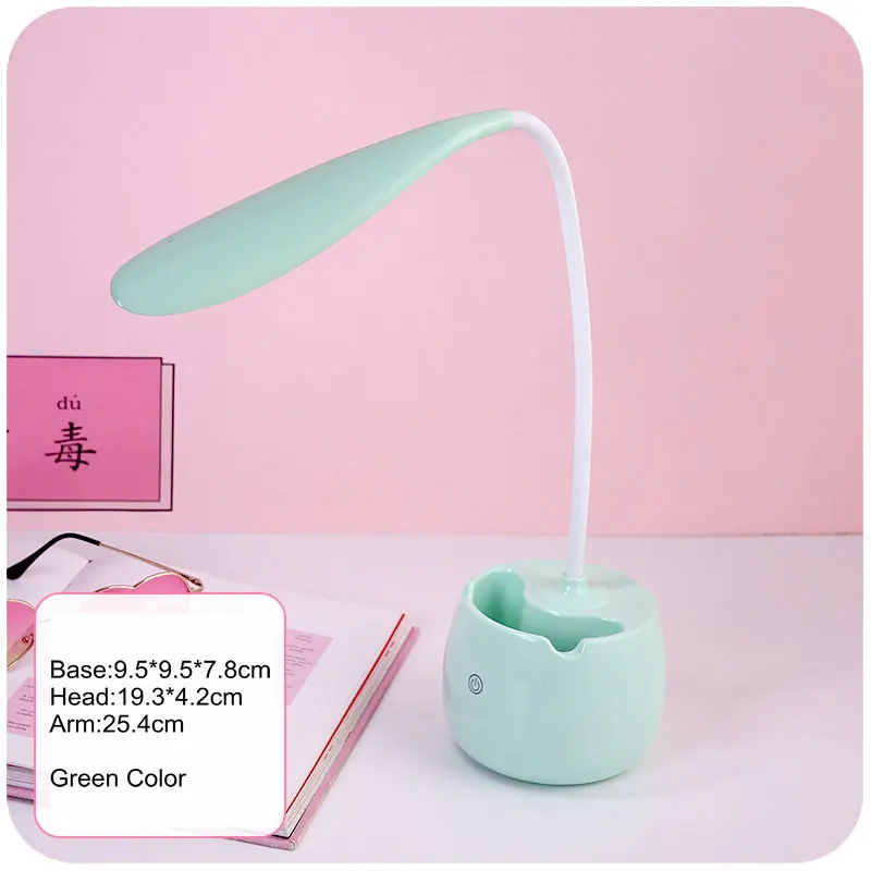 Artpad розовый зеленый прекрасный студенческий светодиодный настольный светильник с сенсорным выключателем диммер 360 градусов гибкий кронштейн USB порт Зарядка для девочек - Цвет корпуса: Green