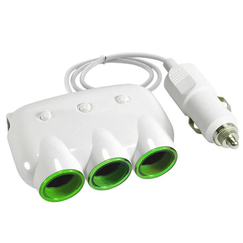 12V-24V 5V/2.1A Multi Socket Auto Car Cigarette Lighter Splitter 2 USB Power Adapter Charger with Switch Charger For Smartphone