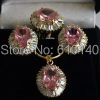 Благородный красивый набор циркон(rings8, серьги, кулоны